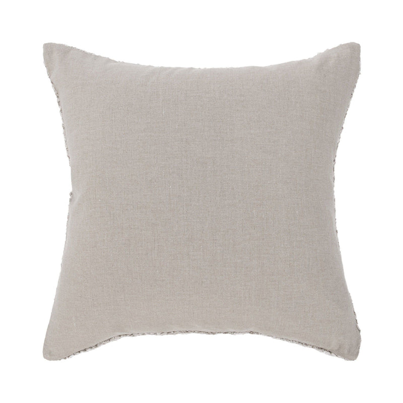 Light ivory woven square throw pillow with smooth fabric front