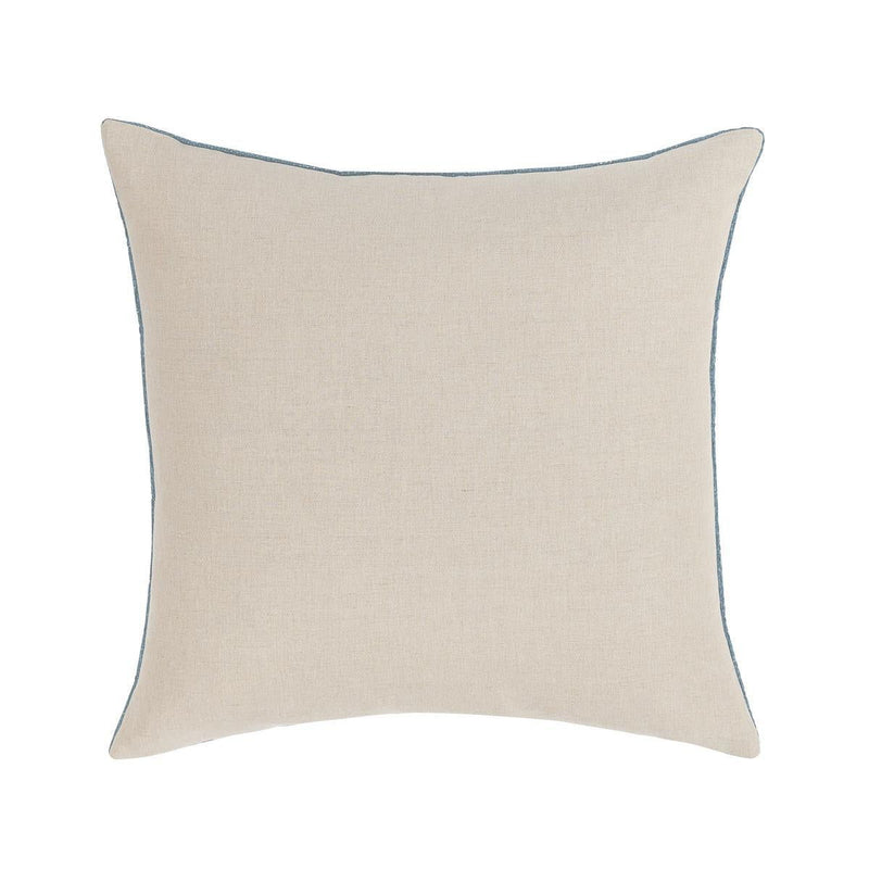 Ivory square decorative pillow with textured fabric and neat piped edges