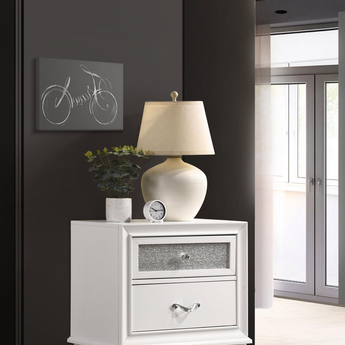 Barzini 2-drawer Nightstand White