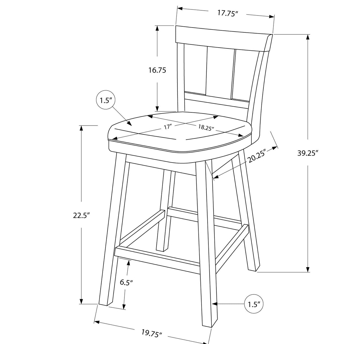 Swivel Bar Stool Counter Height, Transitional (Set of 2)