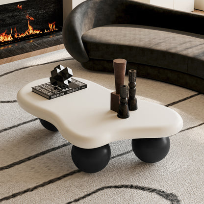 Cloud-Shaped Coffee Table Sphere Legs White 40-inch