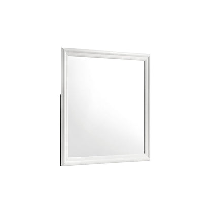 Blaze mirror with white frame and square reflective glass panel
