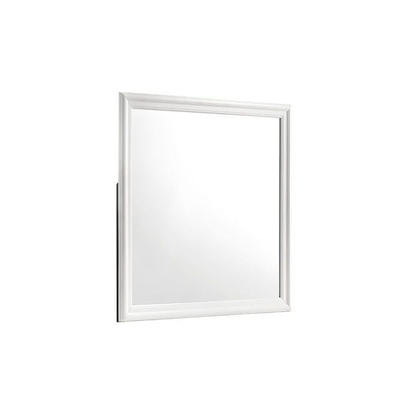 Blaze mirror with white frame and square reflective glass panel