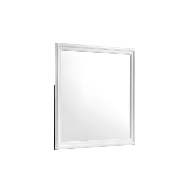 Blaze mirror with white frame and square reflective glass panel