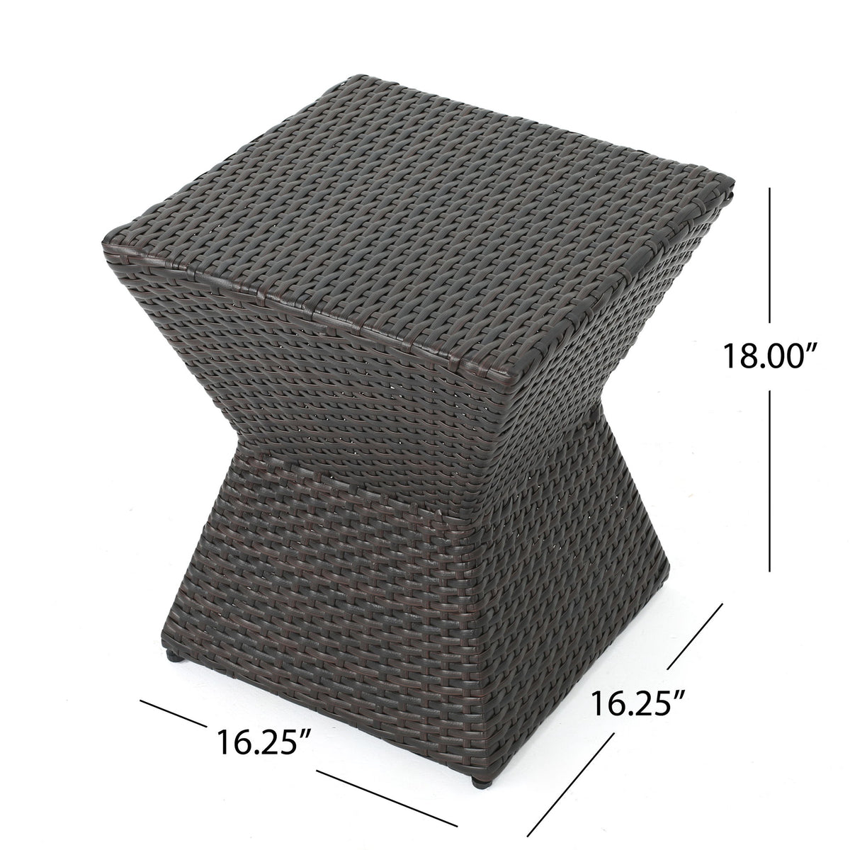 Outdoor Wicker End Table - Brown Multi