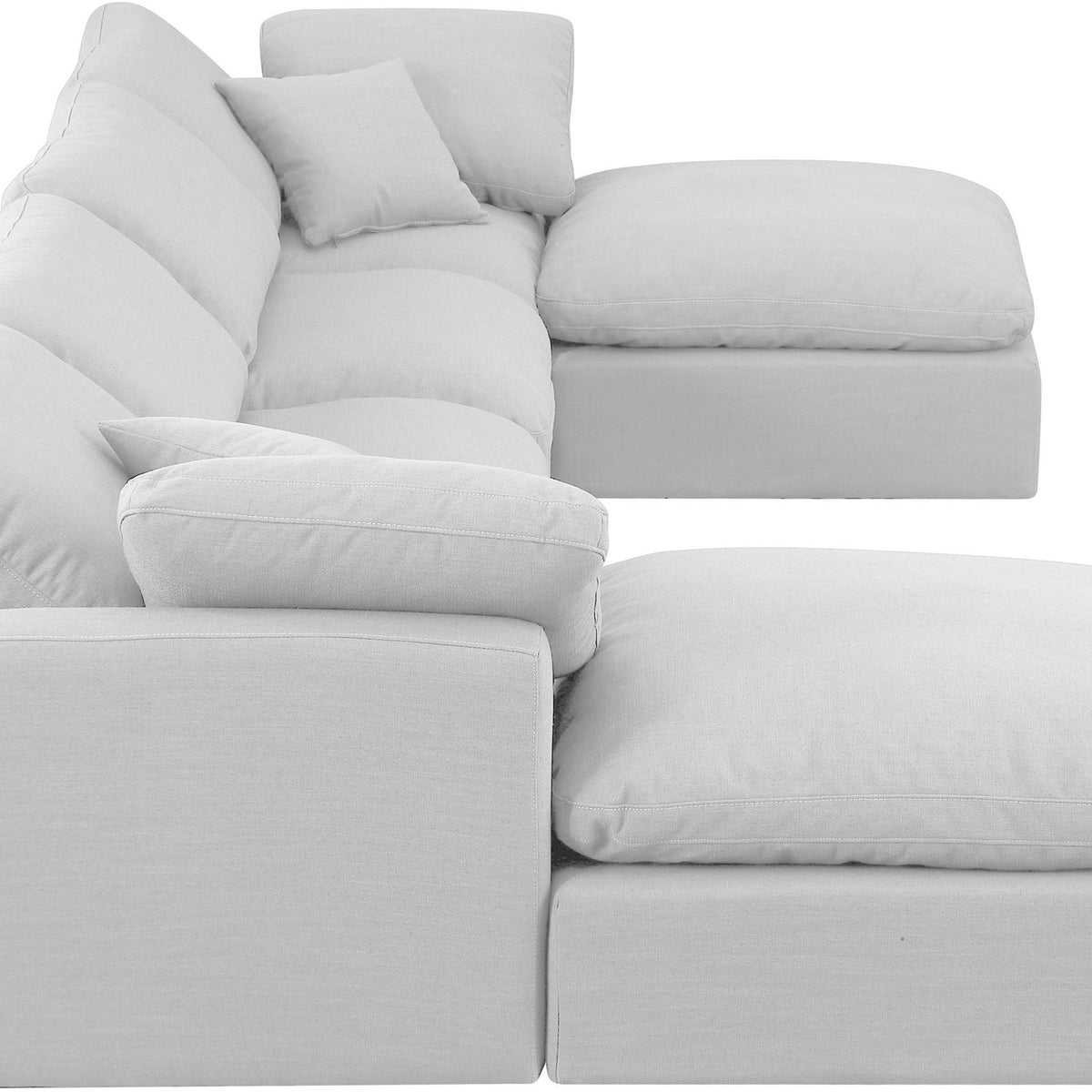 Indulge - Linen 6 Piece Modular Double Chaise Sectional - White