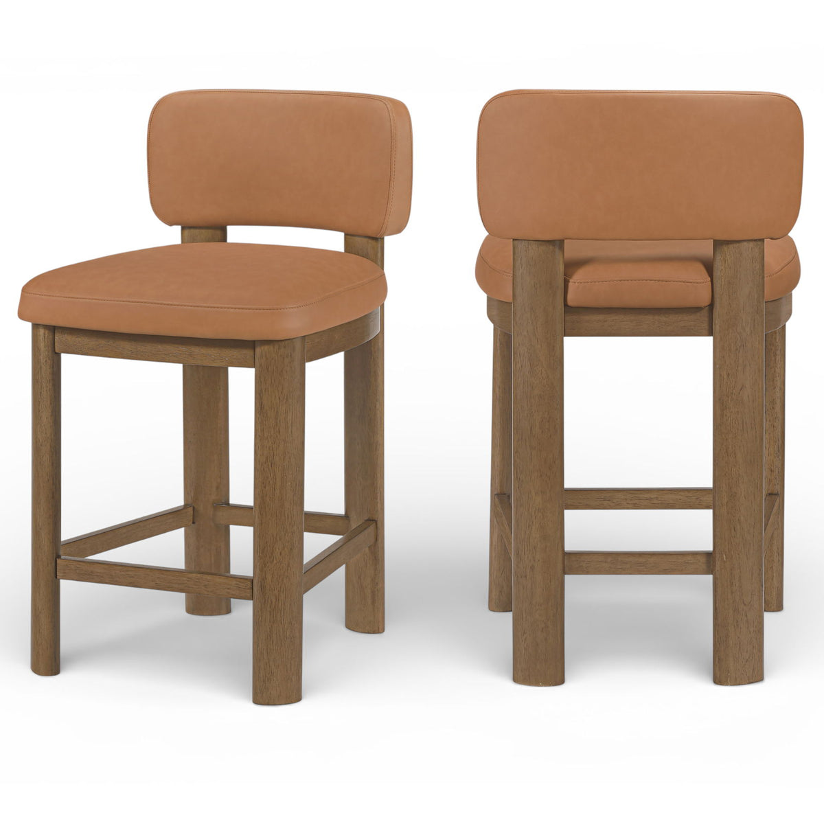 Paloma - Faux Leather Upholstered Counter Stool (Set of 2) - Brown Frame
