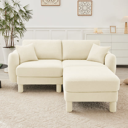 2-Seater Boucle Loveseat - Beige Boucle