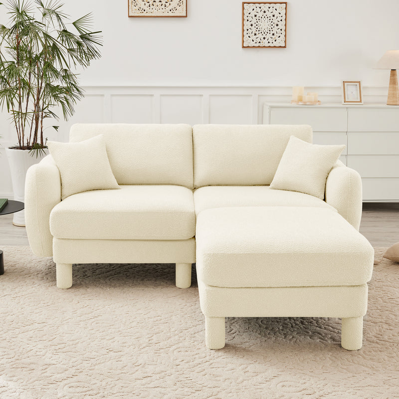 2-Seater Boucle Loveseat - Beige Boucle