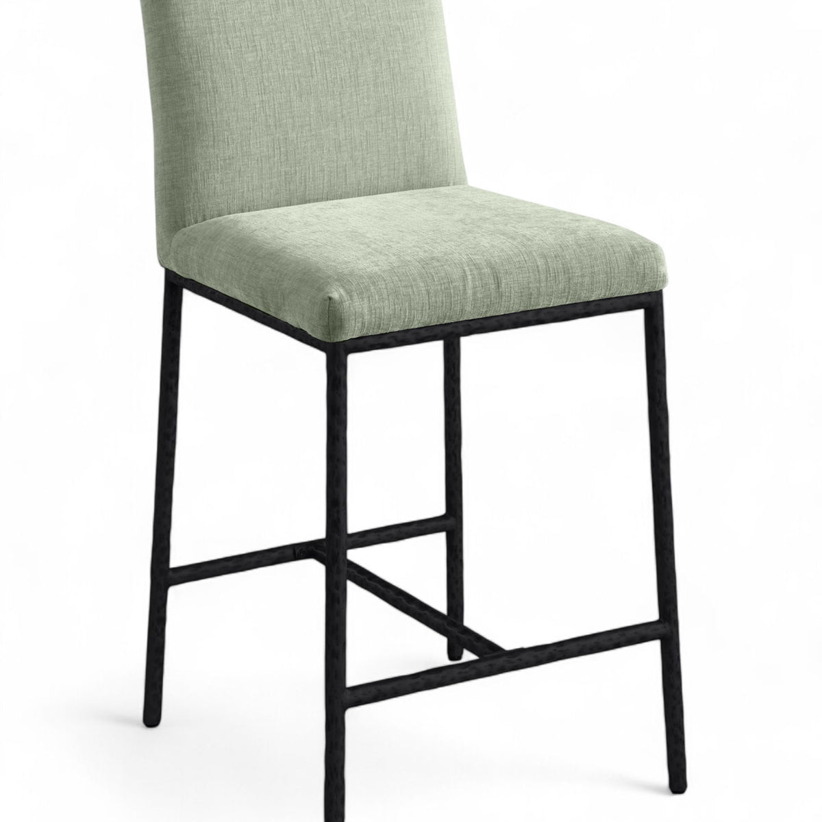 Reeves - Chenille Fabric Upholstered Counter Stool (Set of 2) - Black Base