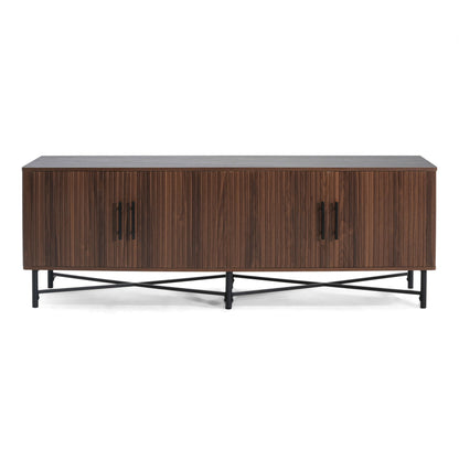 4 Door TV Cabinet, 2 Storage Spaces, Adjustable Shelves