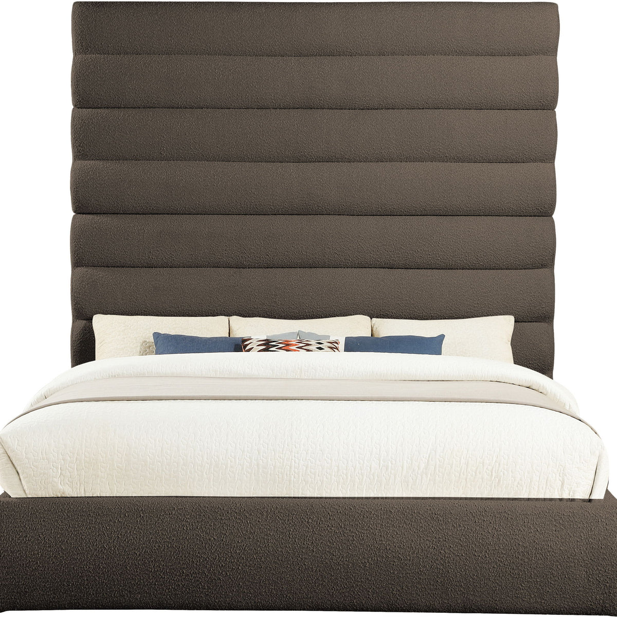 Adam - Boucle Fabric Bed With 89" Headboard
