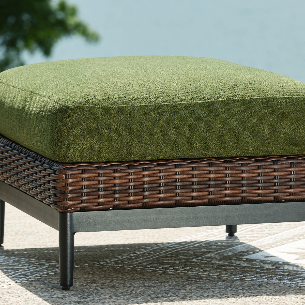 Horizon Hall - Ottoman With Cushion - Brown / Green