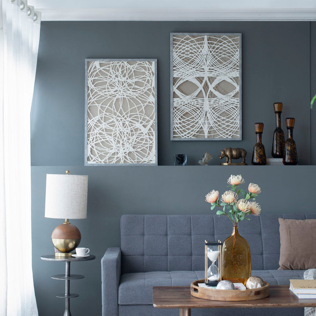 Leaf Shadow Box Wall Decor (Set of 2) - White / Gray