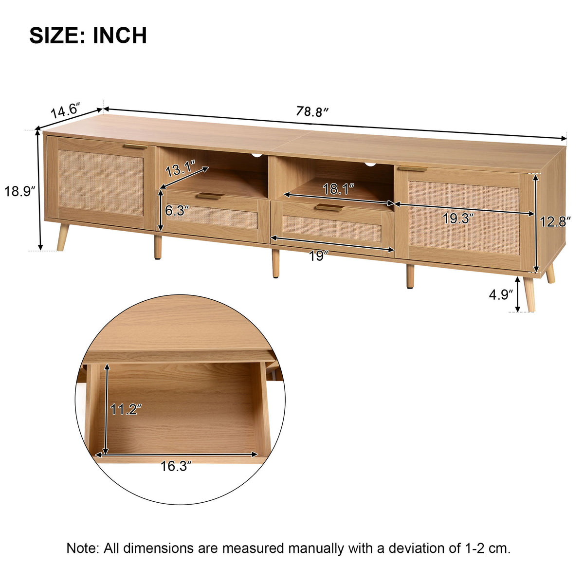 TV Stand, Media Console With Cable Management