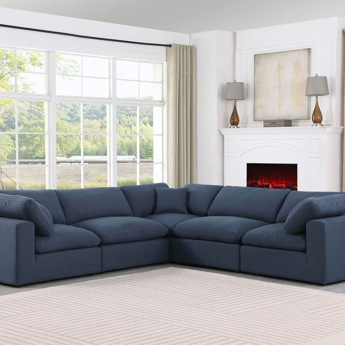 Comfy - 5 Piece Linen Modular Corner Sectional