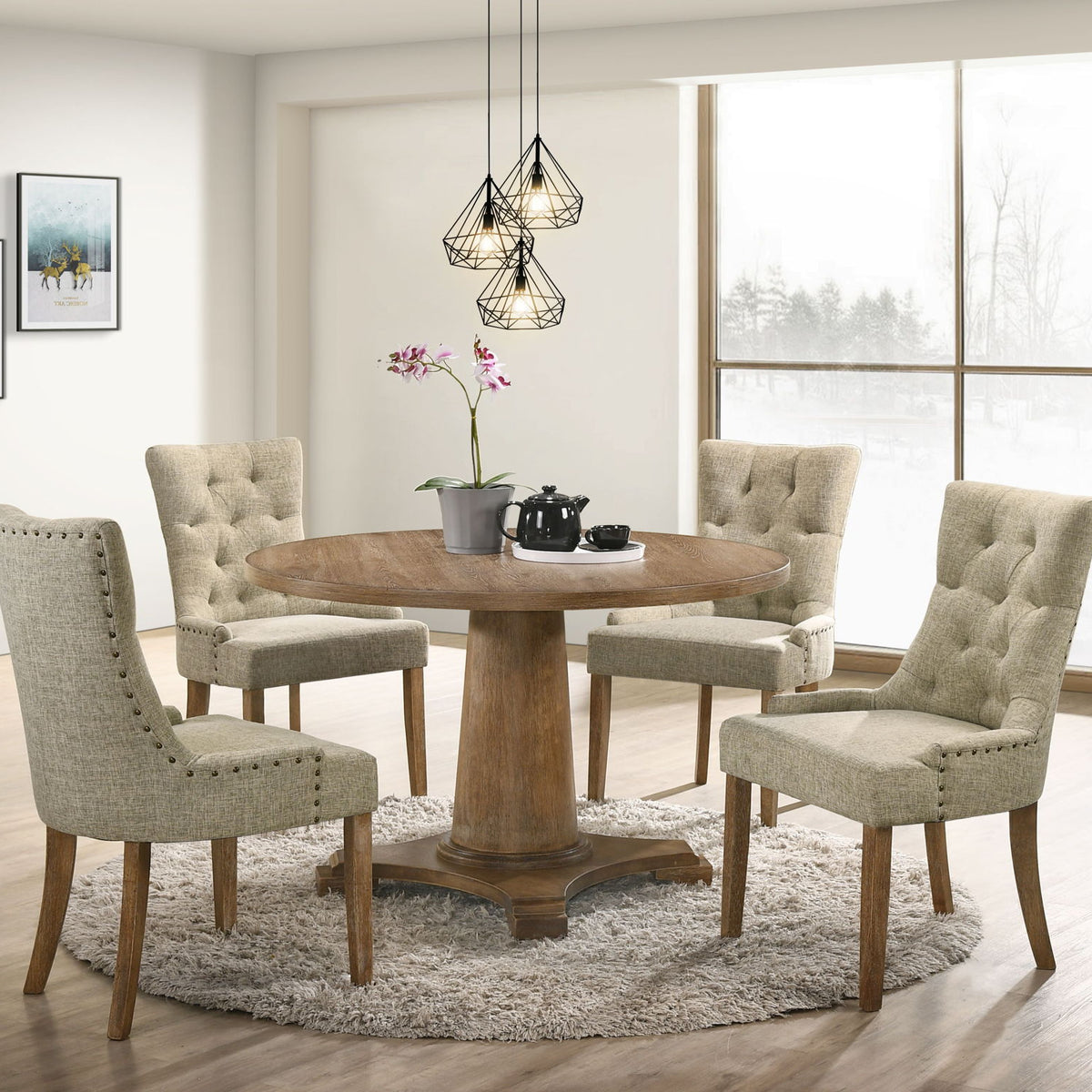 Yotam - 5 Pieces Dining Room Set - Oak