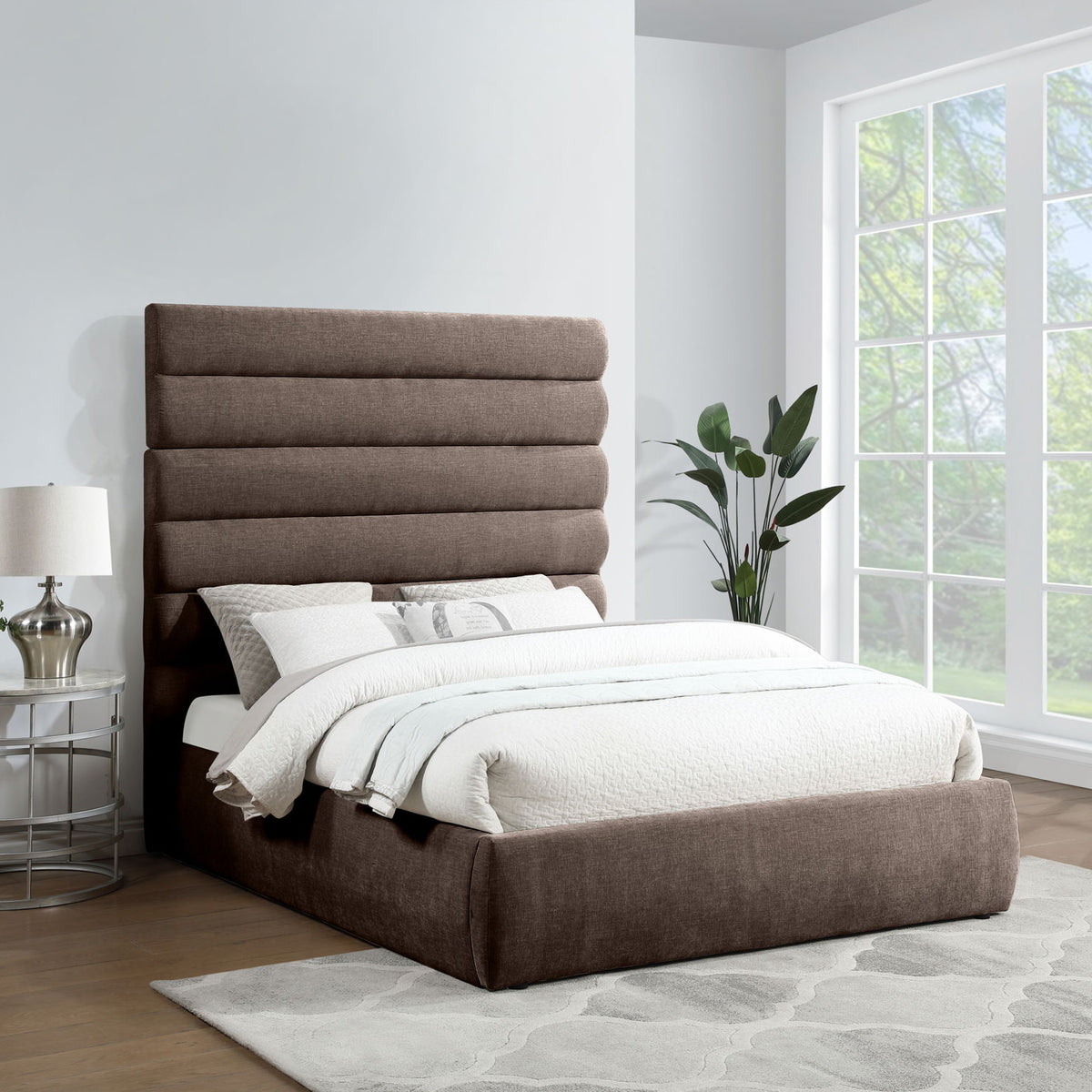 Adam - Chenille Fabric Bed With 70.5" Headboard
