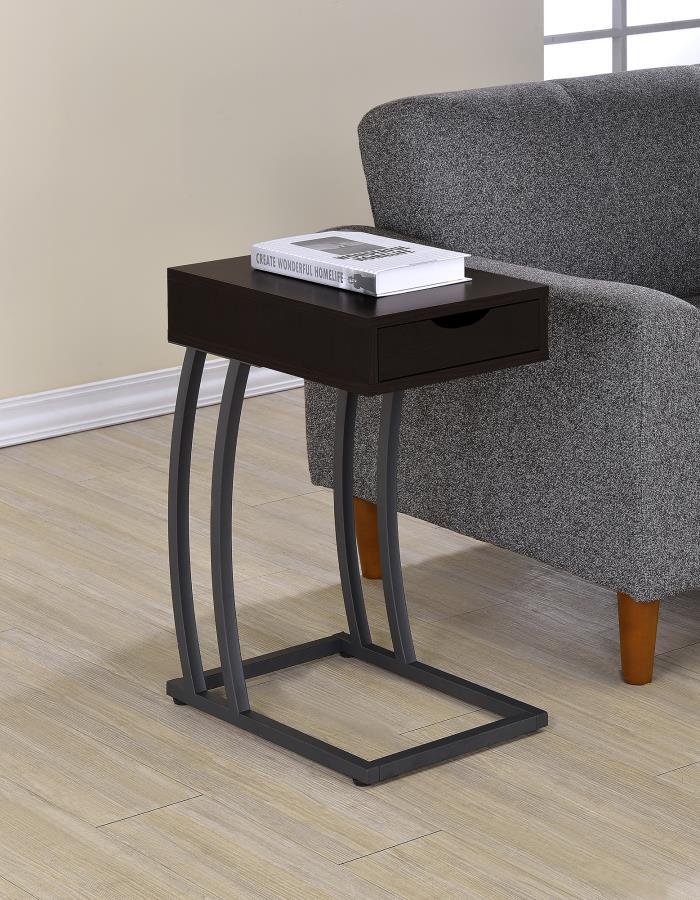 Troy - 1-Drawer C-Shaped Side Table Power Outlet