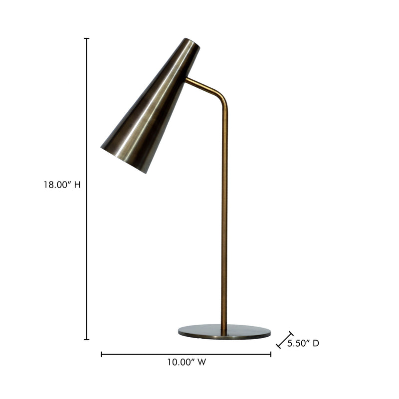 Brass trumpet table lamp, 18.00 in tall, 10.00 in wide, 5.50 in deep