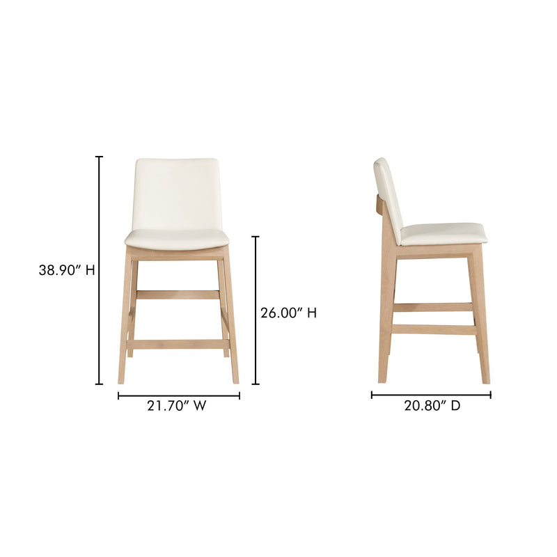 Counter stool front and side views with dimensions: 38.9 inches high, 21.7 inches wide