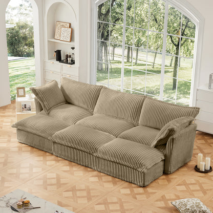 3-Seater Slipcovered Corduroy Sleeper Sofa - Camel Corduroy