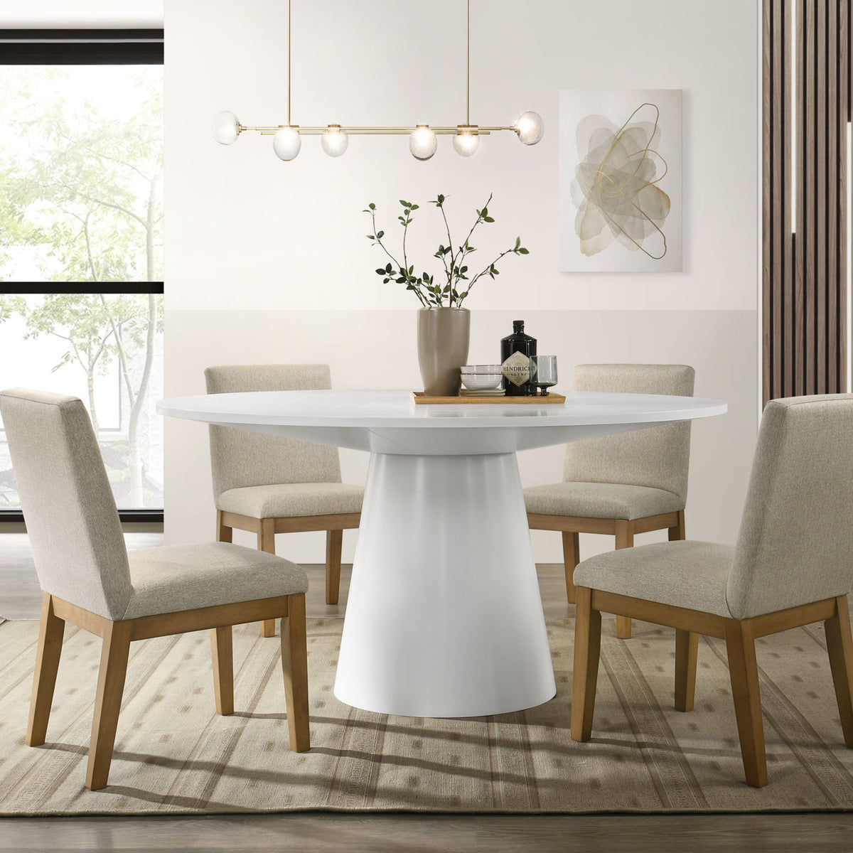 Jasper - Wide Contemporary Round Dining Table Set