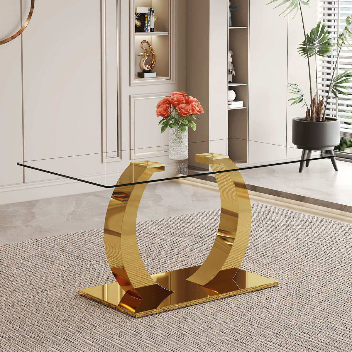 Dining Table For Living Spaces - Gold / Transparent
