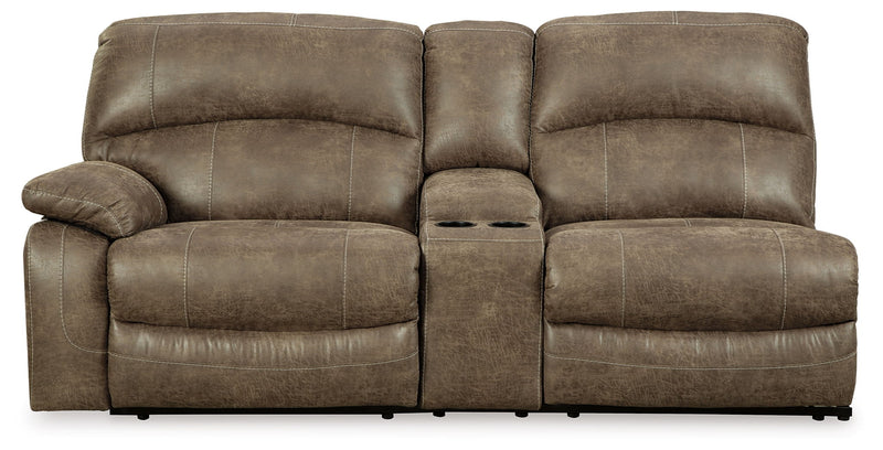Segburg - LAF REC Power Sofa w/Console - Driftwood
