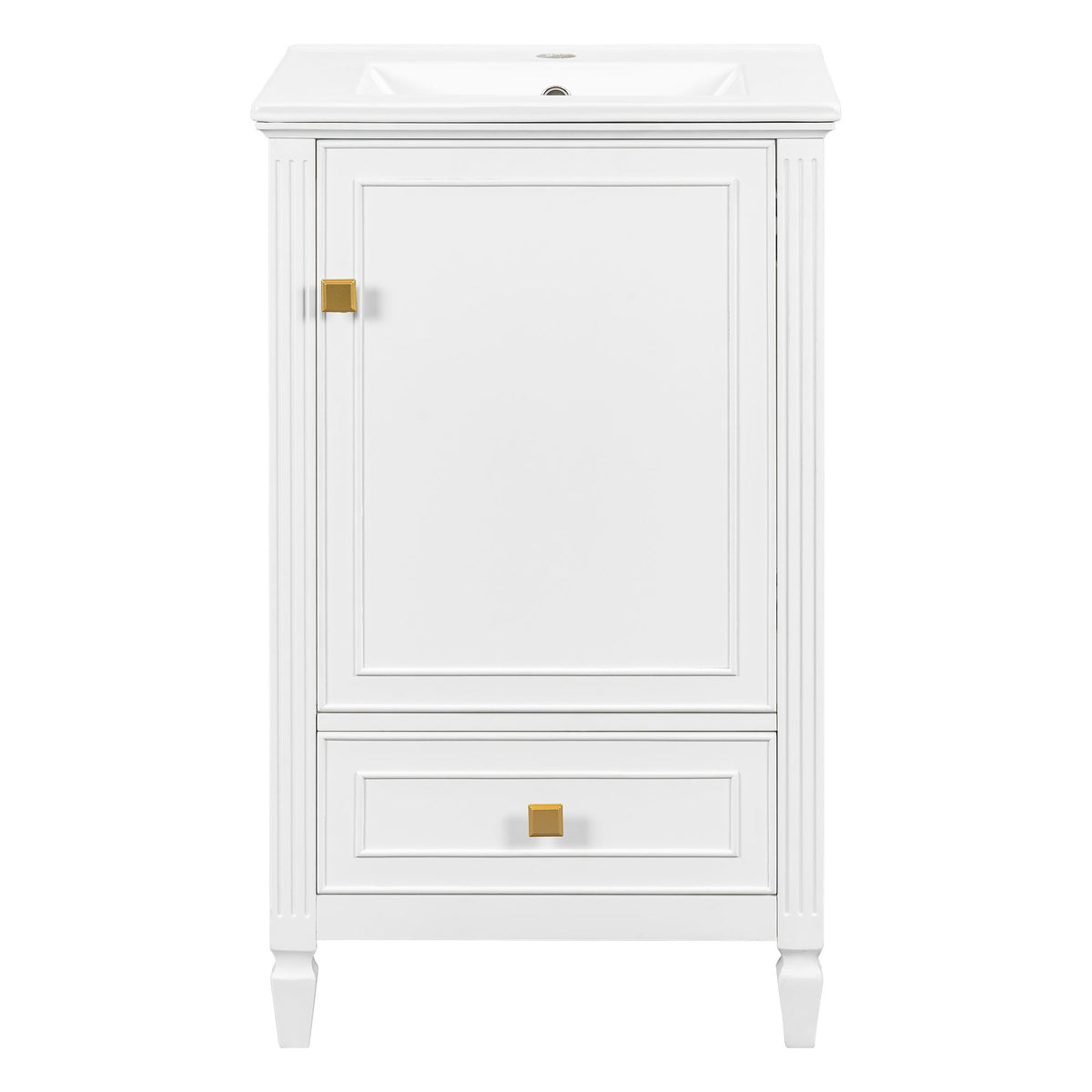 Freestanding Bathroom Vanity With Sink, Soft Closing Door, Drawer Storage - White