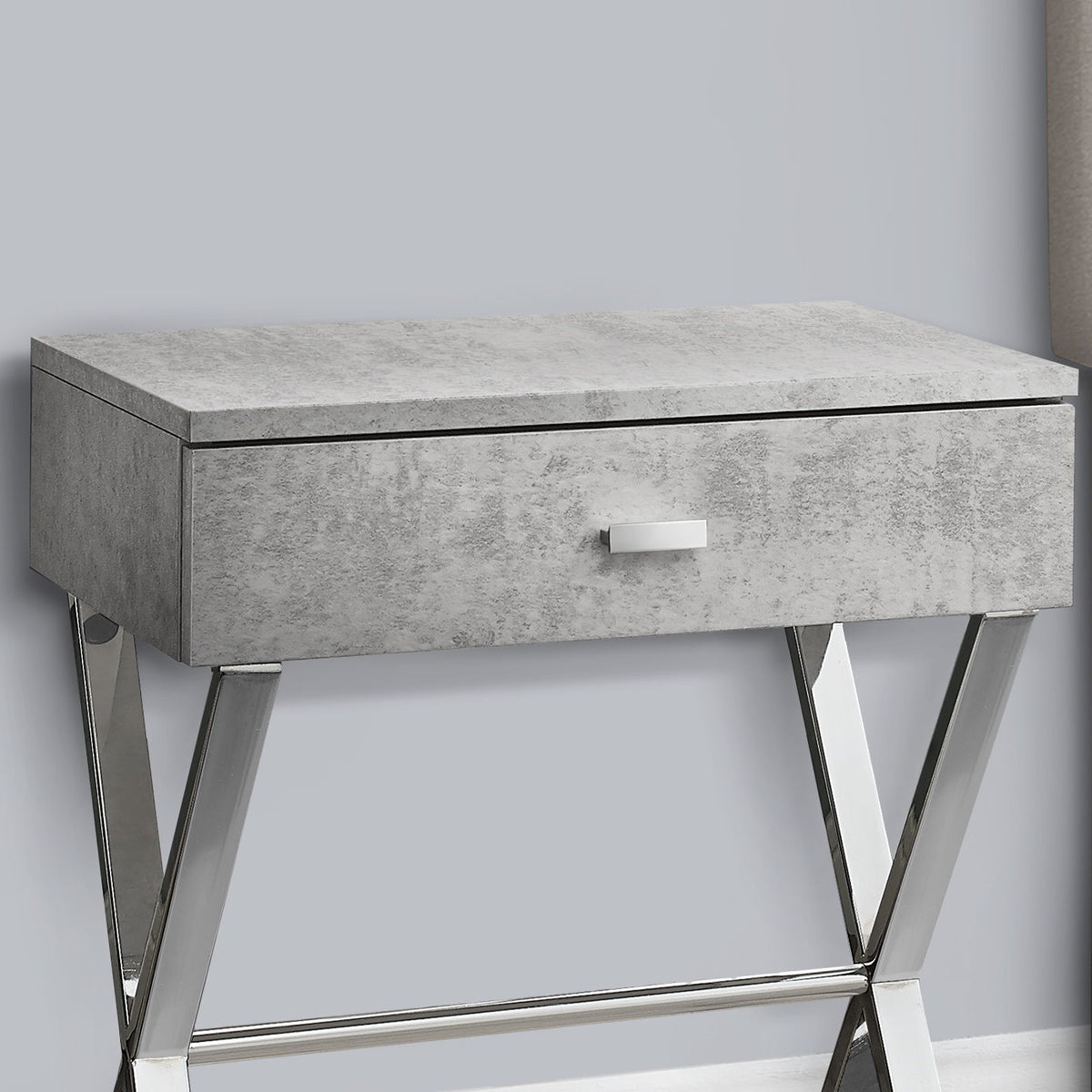 Accent Side X Table, Storage Drawer, Contemporary & Modern