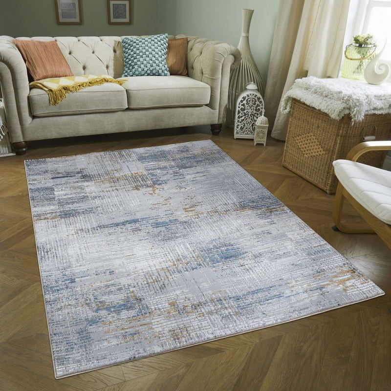 Nova - 2'7" X 7' Area Rug - Multi, Light Gray
