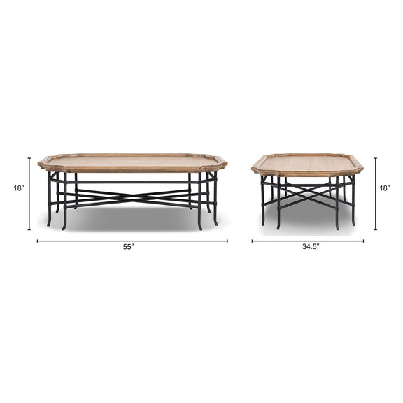 Antique brown coffee table, 55 in long, 34.5 in wide, 18 in high