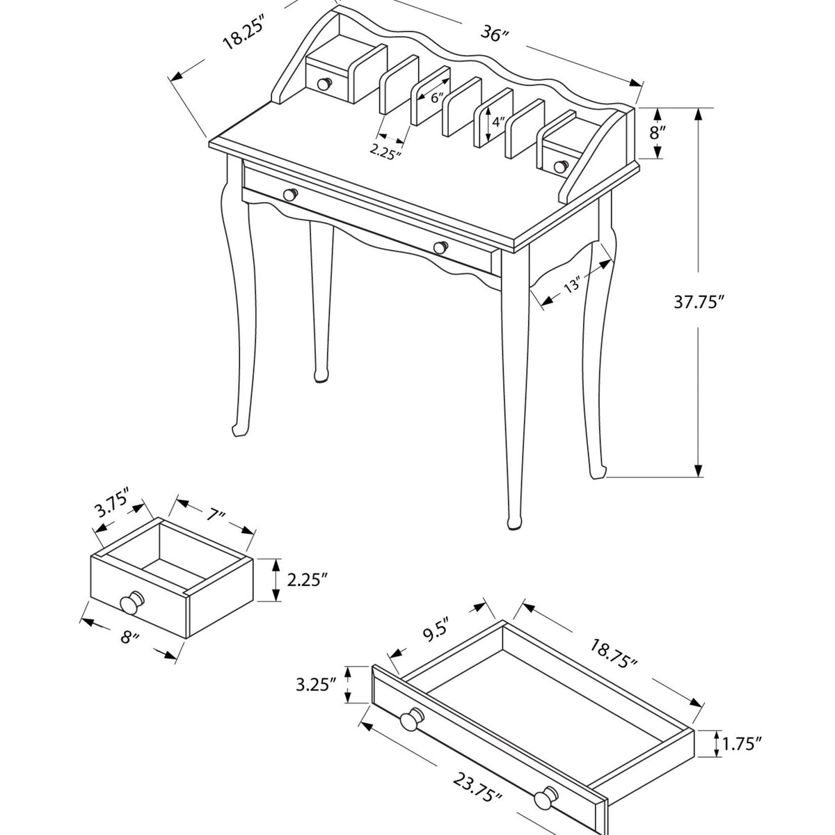 Computer Desk For Home Office, Laptop, Storage Drawers, Traditional