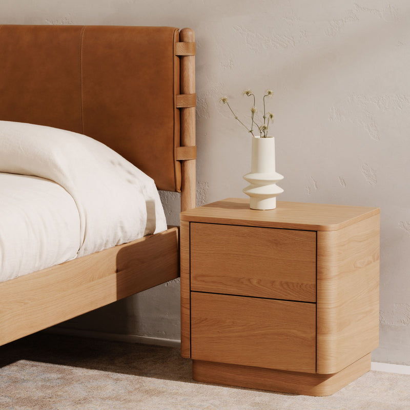 Round Off - Tall Nightstand - Light Brown / Oak