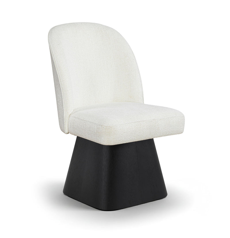 Marlowe - Linen Textured Fabric Upholstered Swivel Dining Side Chair - Stained Black