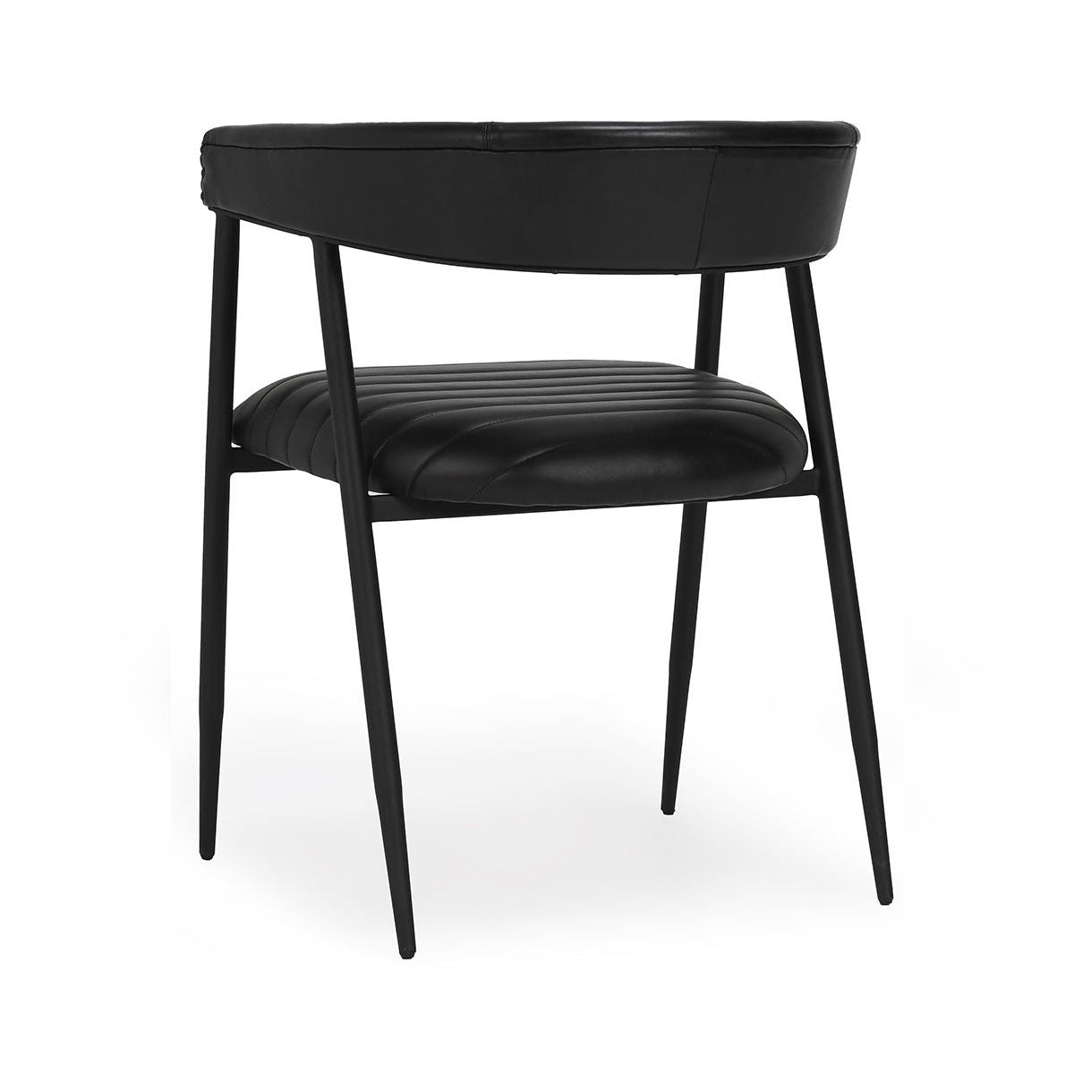 Black dining chair with contoured backrest and upholstered seat cushion