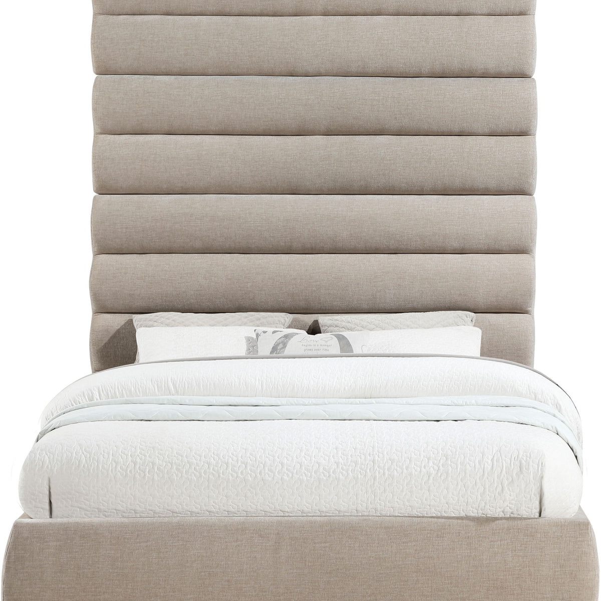 Adam - Chenille Fabric Bed With 89" Headboard