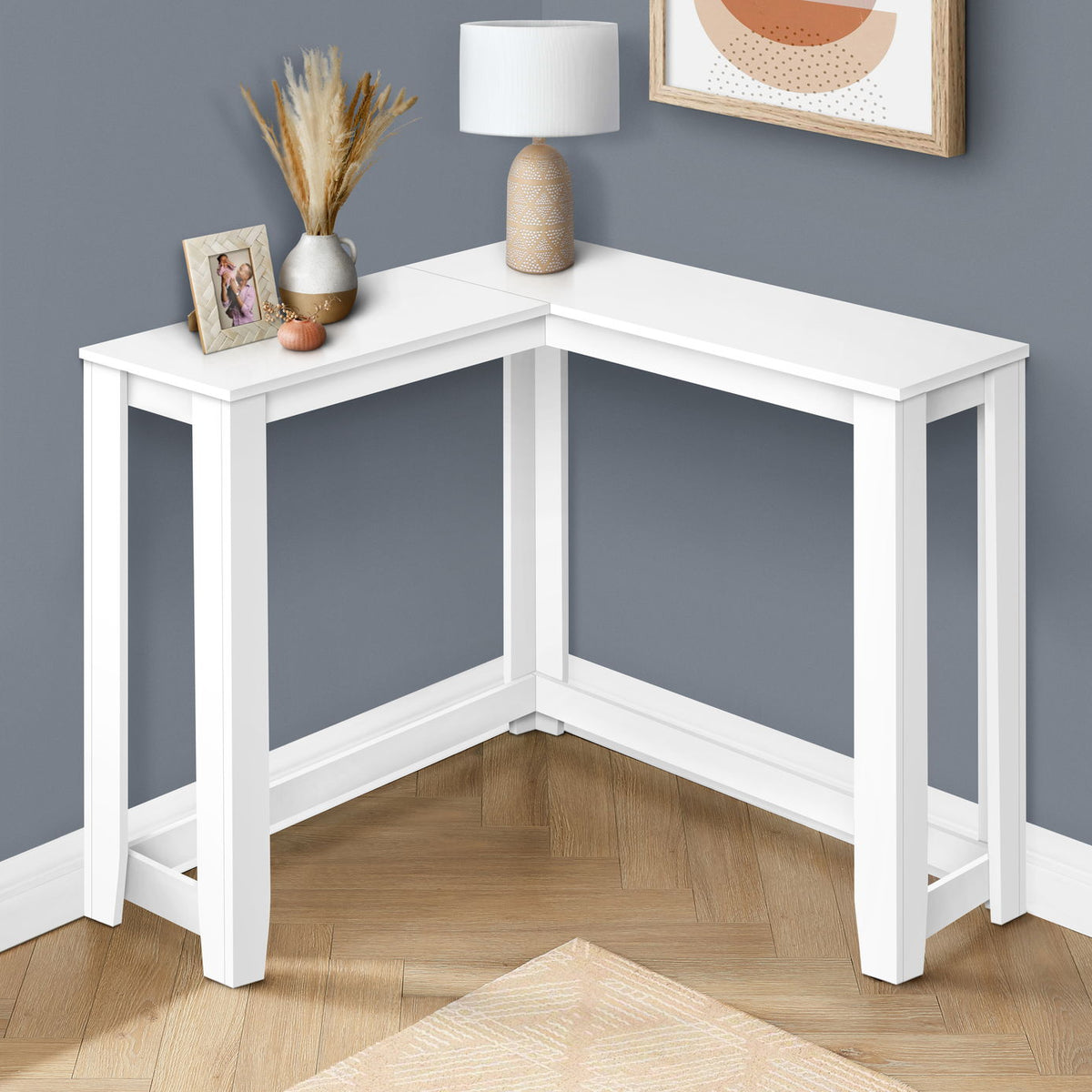 Corner Accent Console Table For Entryway, Unique Design Contemporary & Modern