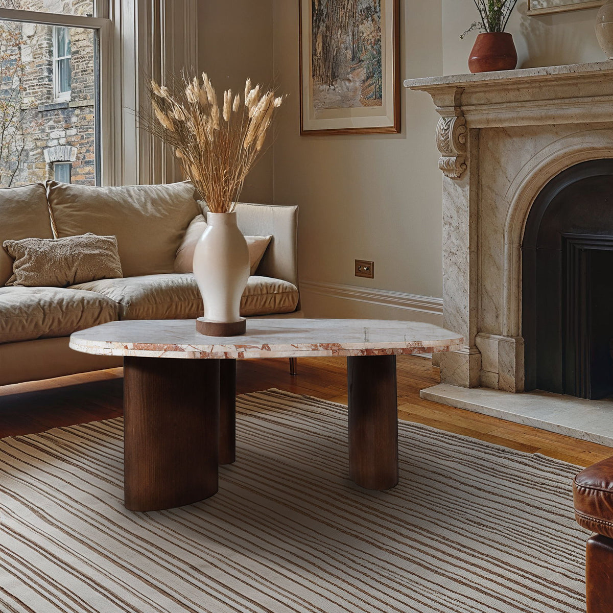 Puglia - Marble Top And Oak Wood Base Table