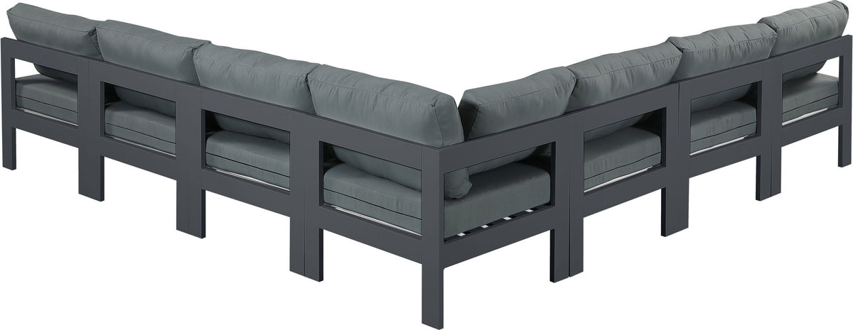 Nizuc - Outdoor Patio 7 Piece Modular Sectional With Gray Frame