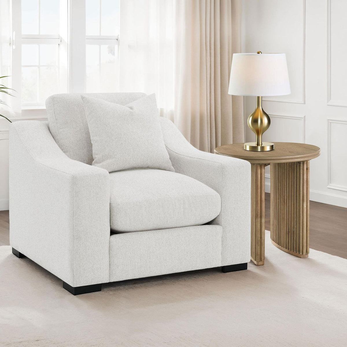 Ashlyn Fabric Upholstered Track Arm Accent Chair Sand