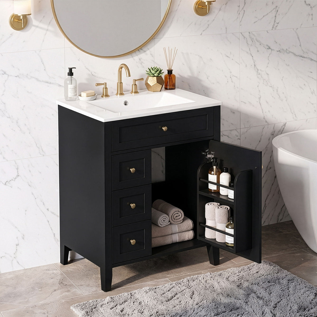 Modern Black Bathroom Vanity With Sink