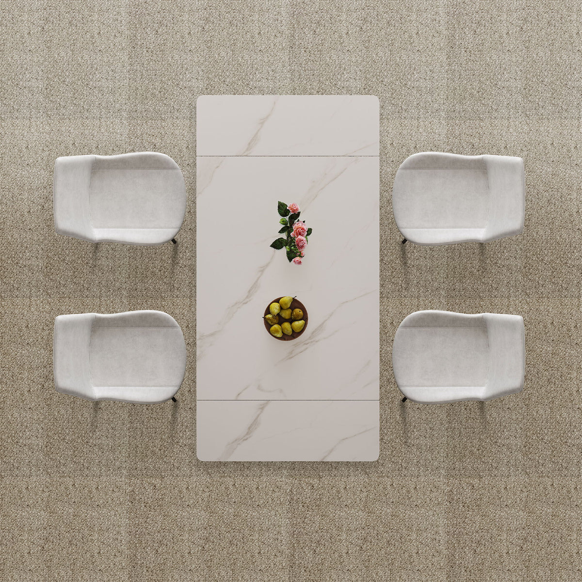 Retractable Sintered Stone Dining Table Set With Chairs