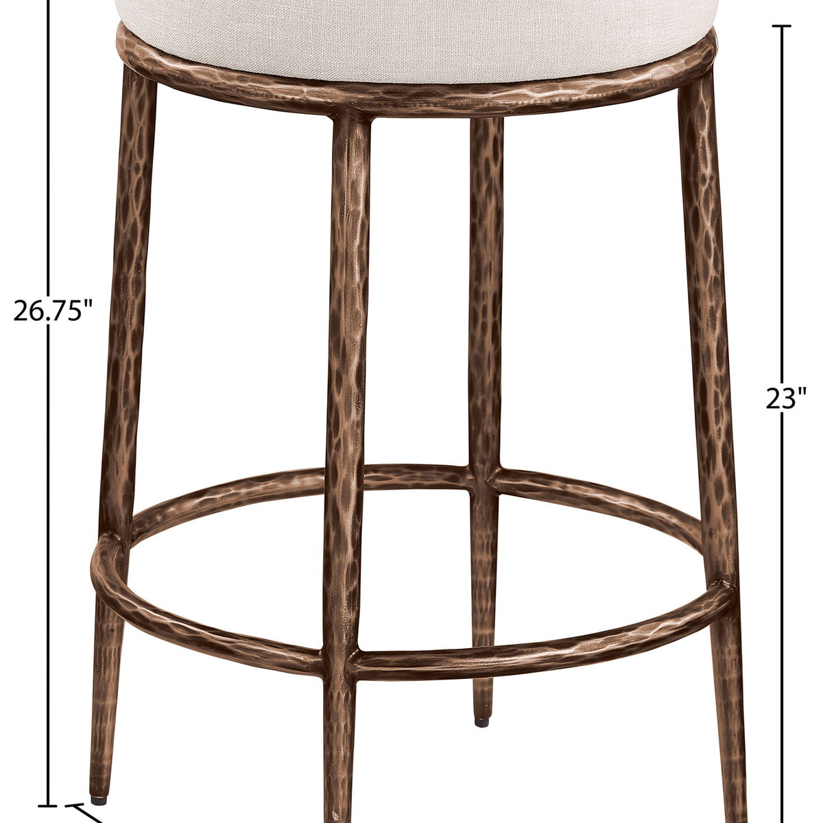 Ferro - Upholstered Backless Counter Stool With Brushed Bronze Base