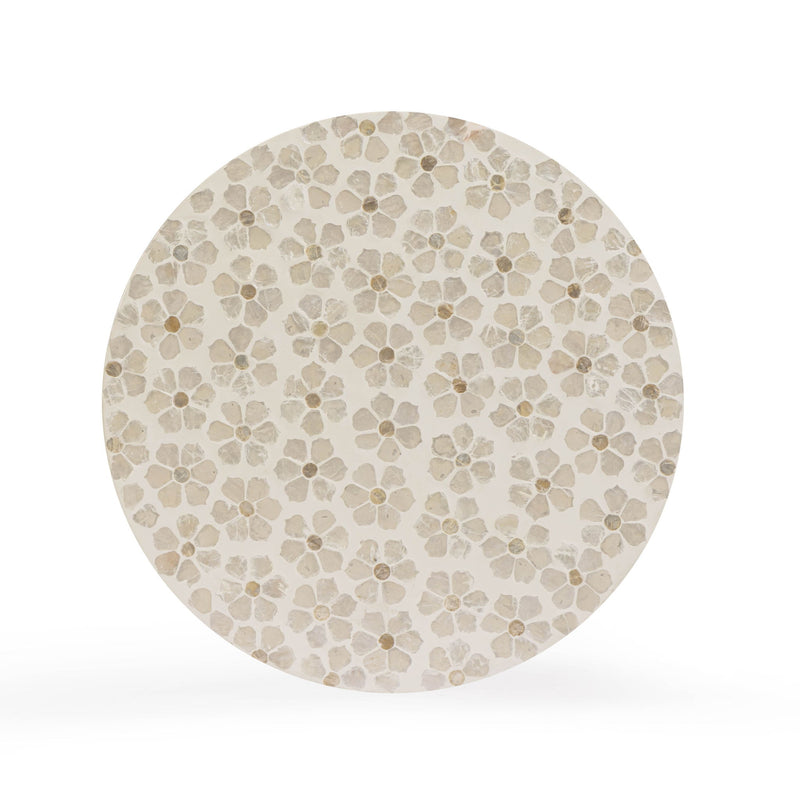 Lorna - Capiz Shell Motif Stool - Pearl Petal
