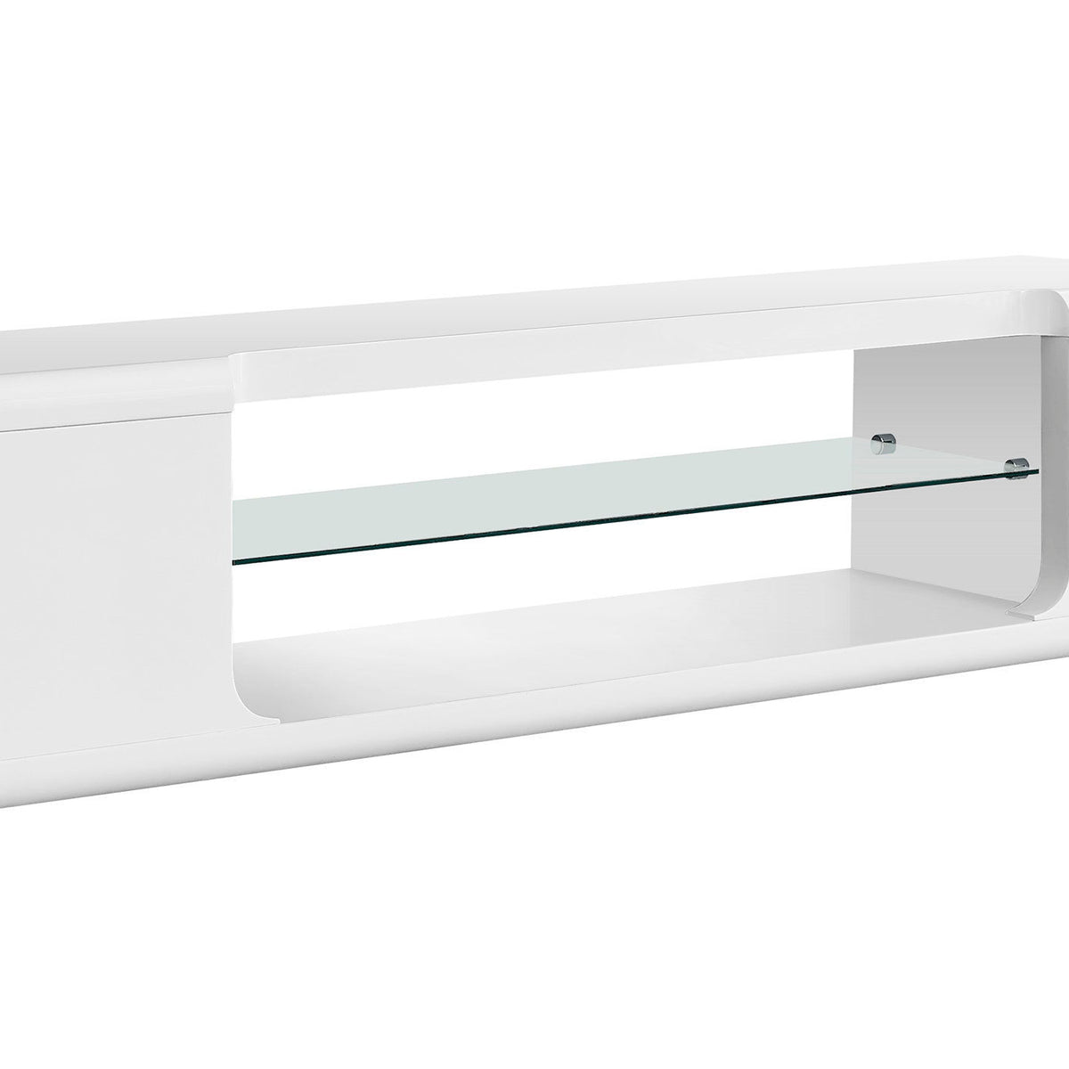 TV Stand, Console, Media Entertainment Center, Storage Shelves, Glossy Contemporary & Modern - White