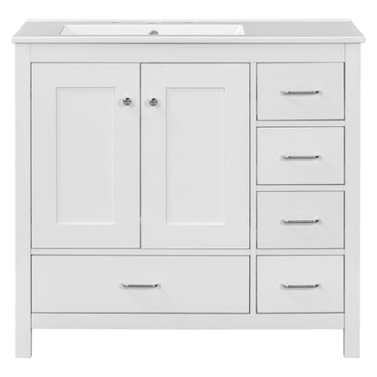 Bathroom Vanity With Sink Combo, 2 Soft Close Doors And 5 Drawers