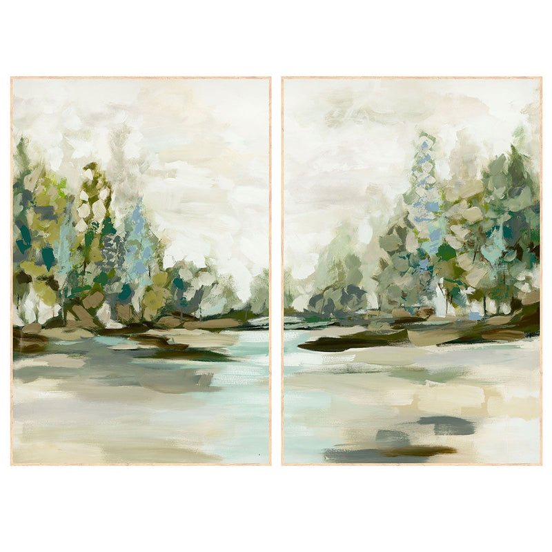 Taiga - 60" x 40" Painting By Buddy Whitlock (Set of 2) - Oak Natural