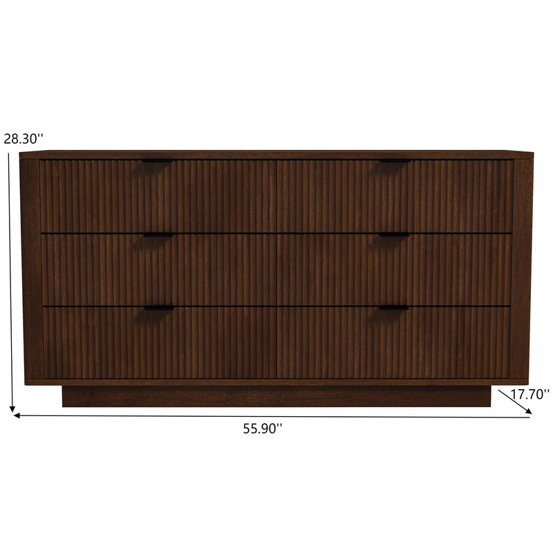 Lola - Mid-Century Modern Dresser With 6 Drawers - Dark Brown